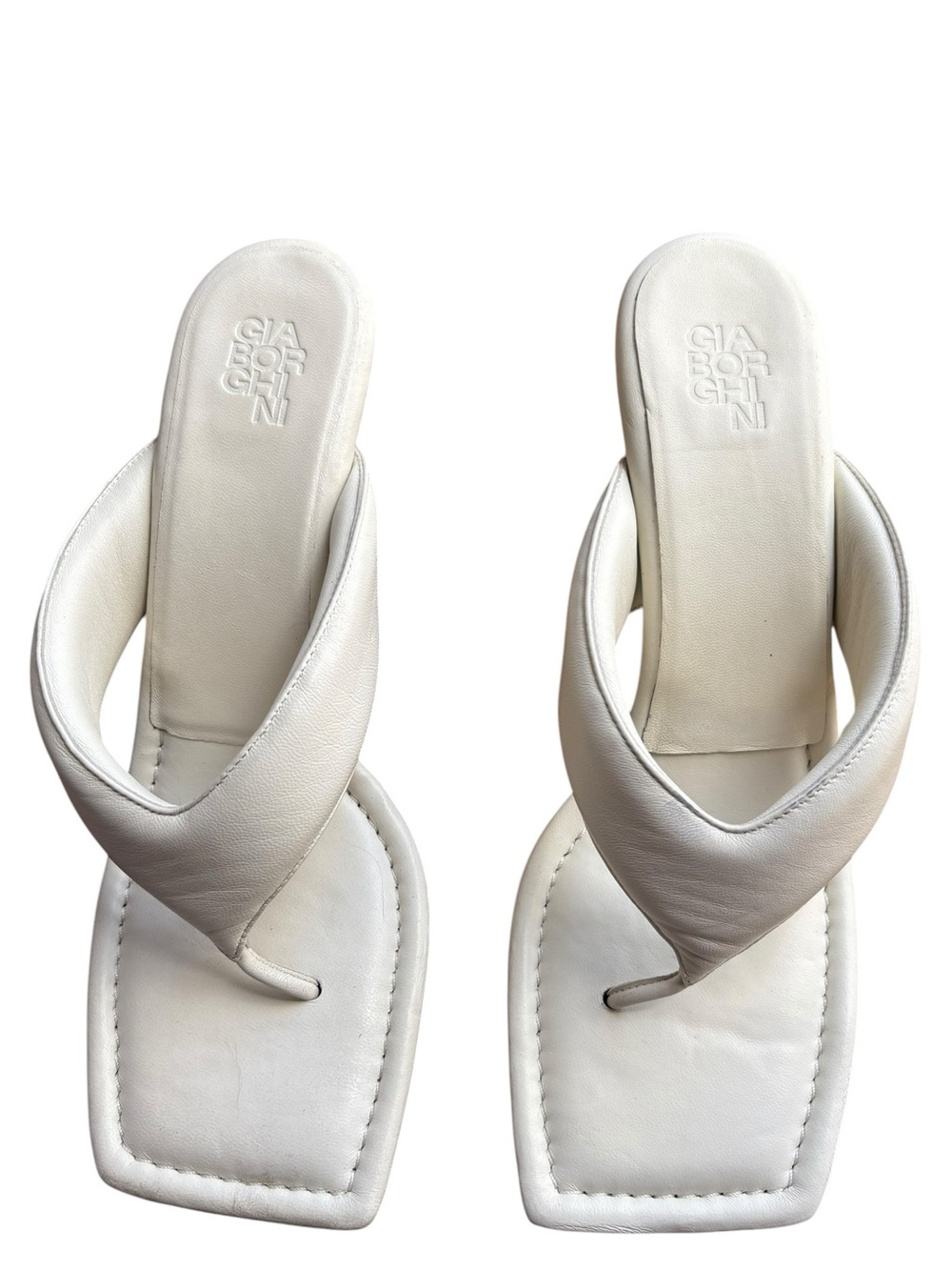 Gia Borghini Gia 6 Ivory Leather Wedge Sandals US 10.5/EU 41 - Picture 6 of 8